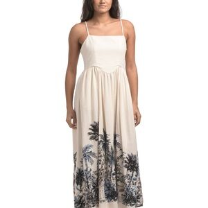Calypso St. Barth Tropical Print Spaghetti Strap Midi Dress